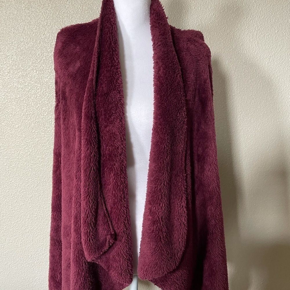Say What? Women Soft Burgundy Open Cardigan Size Medium